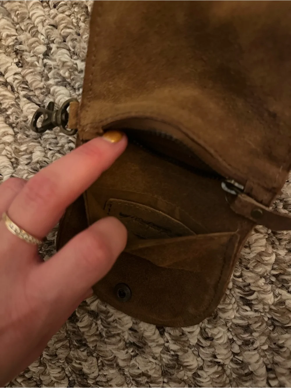 Free People Leather Suede Studded Coin Pouch